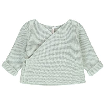 Gilet en tricot esprit cache-coeur pour bébé fille - Vert