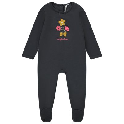 Dors-bien en jersey contrecollé print fleur pour bébé fille - Gris