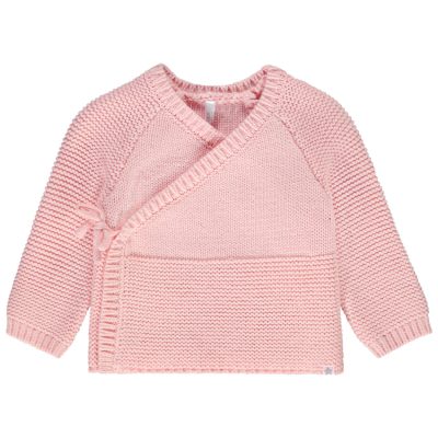 Gilet en tricot style cache-coeur pour bébé prématuré - Rose