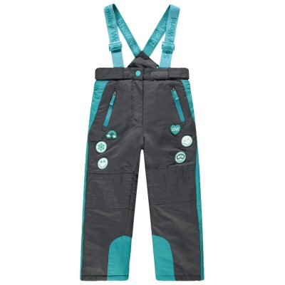 Pantalon de ski imperméable à poches zippées et badges SmileyWorld - Gris moyen