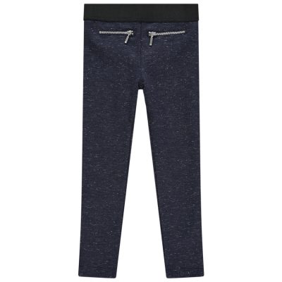 Legging en milano chiné à poches zippées - Bleu foncé