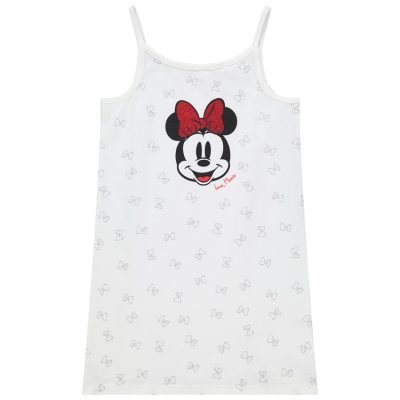 Chemise de nuit en coton print Minnie à paillettes Disney - Blanc