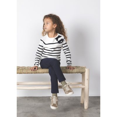 Pull marin en tricot pour enfant fille - Ecru