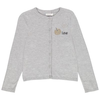 Gilet en tricot avec print fantaisie pour fille - Gris