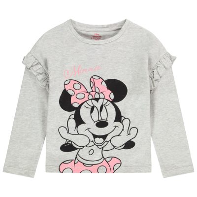 T-shirt manches longues en jersey Minnie Disney pour fille - Gris moyen