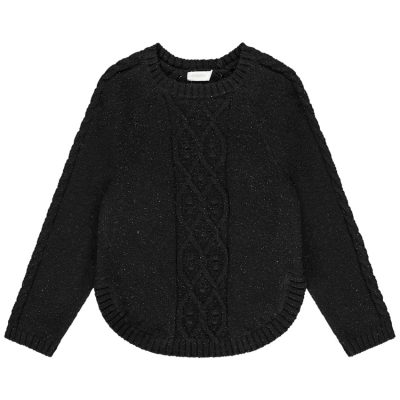 Pull en tricot fantaisie torsadés pour fille - Noir