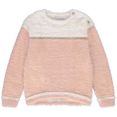 Pull en tricot effet fourrure avec détails brillants pour fille - Rose