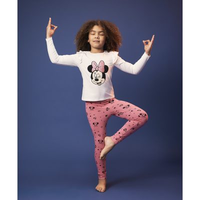 Pyjama 2 pièces en jersey imprimé Minnie Disney pour fille - Ecru