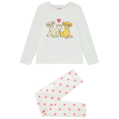 Pyjama 2 pièces en jersey Le Roi Lion Disney pour fille - Ecru