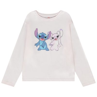 T-shirt manches longues Stitch & Angel Disney pour fille - Rose pâle