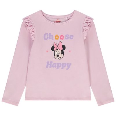 T-shirt manches longues print Minnie Disney pour fille - Lilas