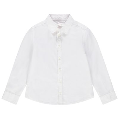 Chemise manches longues blanche unie pour enfant garçon - Blanc