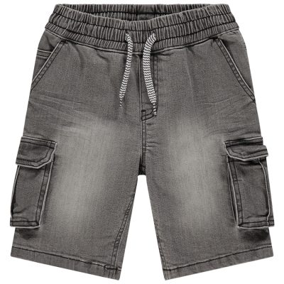 Bermuda en jean à poches et taille élastiquée - Gris moyen