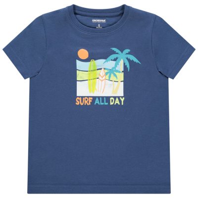 T-shirt manches courtes à print esprit surf pour enfant garçon - Bleu foncé