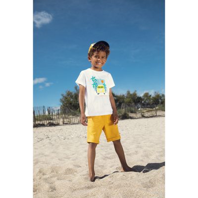 T-shirt manches courtes print van et palmiers pour enfant garçon - Blanc