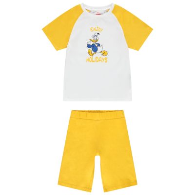 Pyjama court en jersey print Donald Disney pour enfant garçon - Jaune moyen