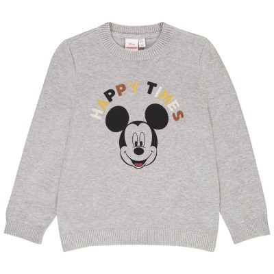 Pull en tricot avec print et broderie Mickey Disney pour garçon - Gris