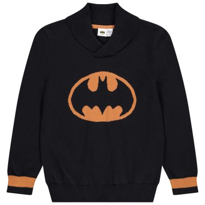 Pull en tricot jacquard Batman Warner pour garçon - Noir