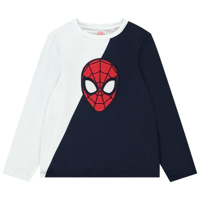 T-shirt manches longues effet color block avec broderie padded Spiderman pour garçon - Blanc
