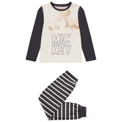 Pyjama 2 pièces t-shirt manches longues print Mickey Disney + pantalon pour garçon - Blanc