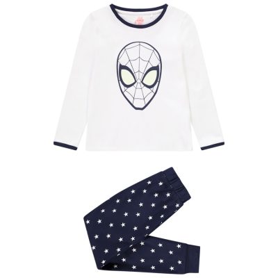 Pyjama en interlock 2 pièces imprimé fluo Spider-man pour garçon - Blanc