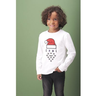 T-shirt manches longues Noël avec sequins magiques pour garçon - Ecru