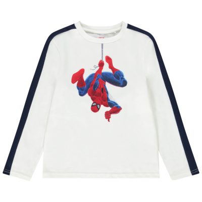 T-shirt manches longues en jersey print Spiderman Marvel - Ecru