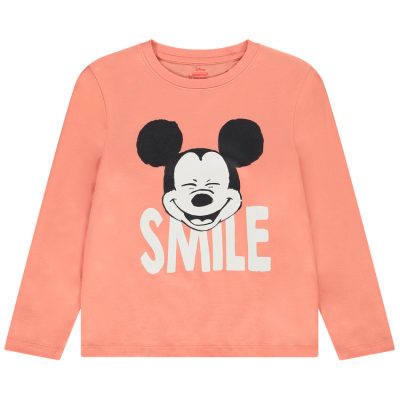 T-shirt manches longues en jersey print Mickey Disney pour garçon - Rose