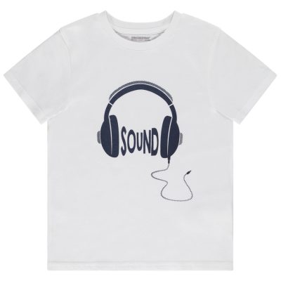 T-shirt manches courtes avec print casque de musique pour garçon - Blanc