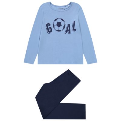 Pyjama 2 pièces en jersey print football pour garçon - Bleu