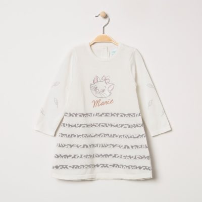 Robe manches longues en tricot broderie Marie Aristochats Disney - Ecru