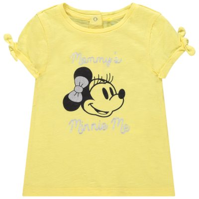 T-shirt manches courtes print Minnie Disney et noeuds - Jaune clair