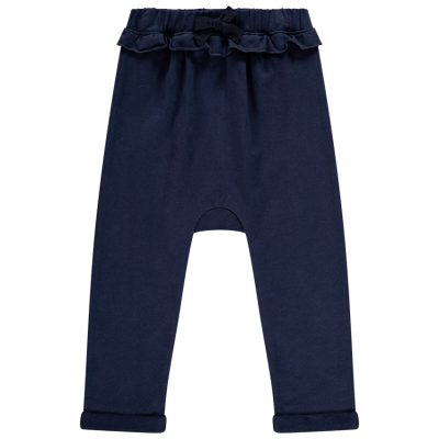 Pantalon de jogging en molleton volanté pour bébé fille - Bleu foncé