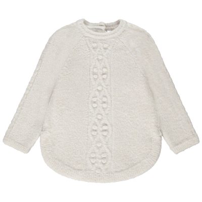Pull en tricot torsadé effet pailleté pour bébé fille - Ecru