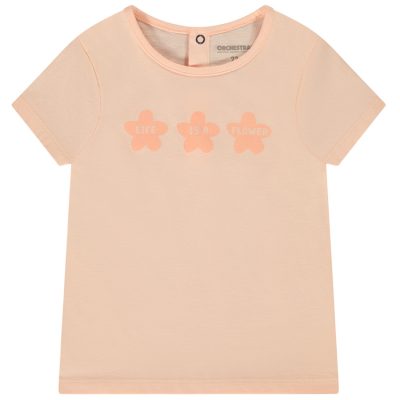 T-shirt manches courtes print fleuri pour bébé fille - Pêche