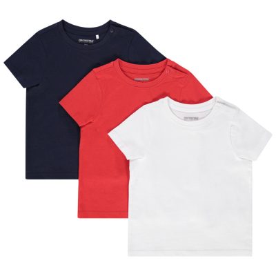 Lot de 3 t-shirts unis en coton pour bébé garçon - Bleu foncé