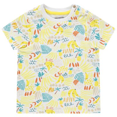 T-shirt manches courtes imprimé bananes all-over - Blanc