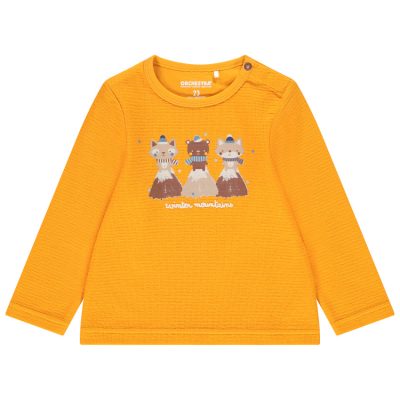 T-shirt manches longues jaune print animaux pour bébé garçon - Jaune moyen