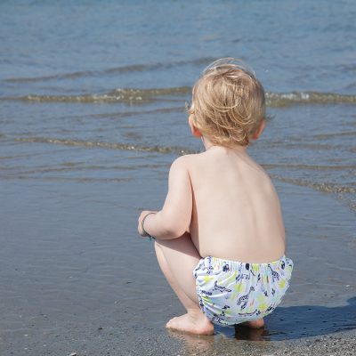 Slip de bain anti-UV imprimé animaux pour bébé garçon - Blanc