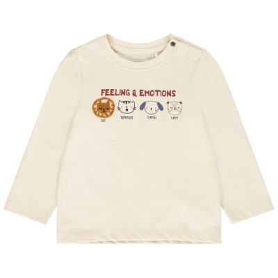 T-shirt manches longues en jersey avec broderie bouclette pour bébé garçon - Beige