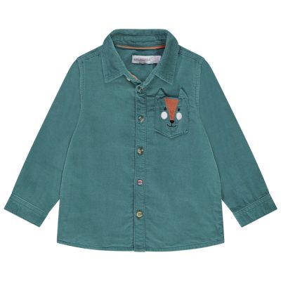 Chemise manches longues en velours milleraies pour bébé garçon - Turquoise