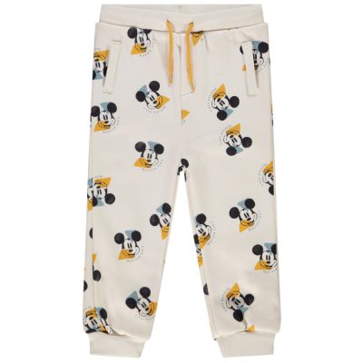 Pantalon de jogging en molleton gratté imprimé Mickey Disney pour bébé garçon - Blanc