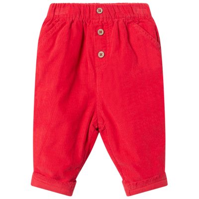 Pantalon en velours doublé jersey à boutons - Rouge moyen
