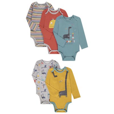 Lot de 5 bodies en jersey print dinosaure pour bébé garçon - Multicolore