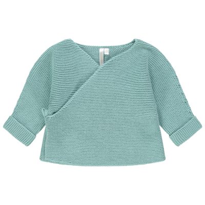 Gilet en tricot uni coton pour bébé garçon - Vert moyen