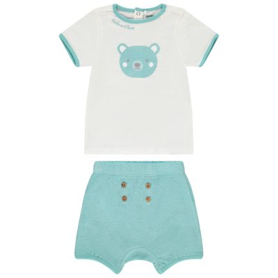 Ensemble T-shirt print ours et bermuda pour bébé garçon - Bleu