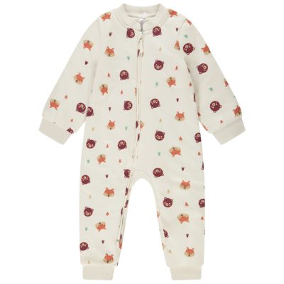 Sur-pyjama en coton imprimé renard/ours pour bébé garçon - Ecru