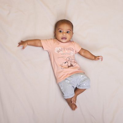 Ensemble t-shirt + bermuda imprimé Winnie Disney pour bébé garçon - Corail
