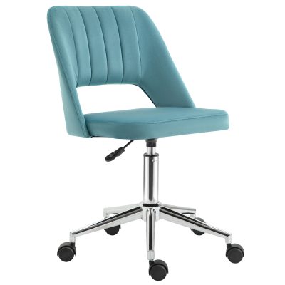 Vinsetto Chaise de bureau design contemporain pivotante 360° ergonomique dossier strié aéré hauteur réglable revêtement velours 49 x 54 x 91 cm bleu
