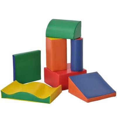 HOMCOM Blocs de construction en mousse ensemble de 7 pièces jouets éducatifs pour enfant de 1-3 ans formes différentes multicolore